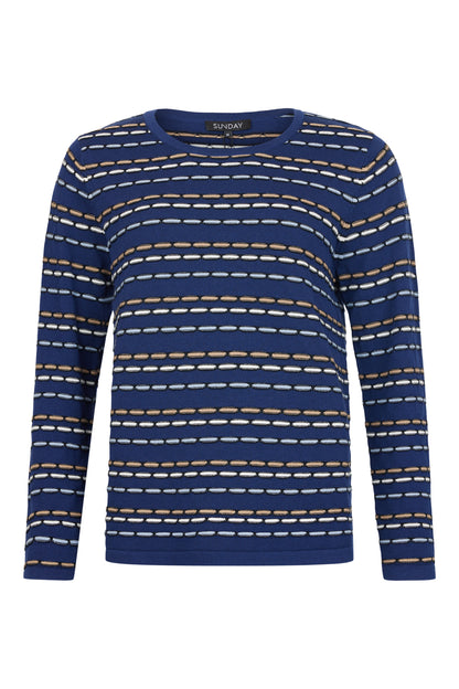 6656/6346 Dot Dash Design O-Neck Jumper Navy