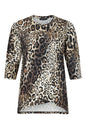 6688-6342 3/4 Sleeve Leopard Print Top Tan