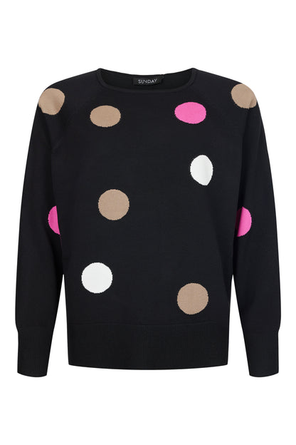 6742/6281 Large Spot O-Neck Jumper Black