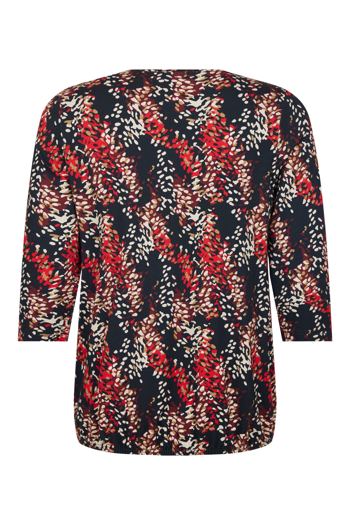 6783-6387 3/4 Sleeve Top With Elastic Black/Red