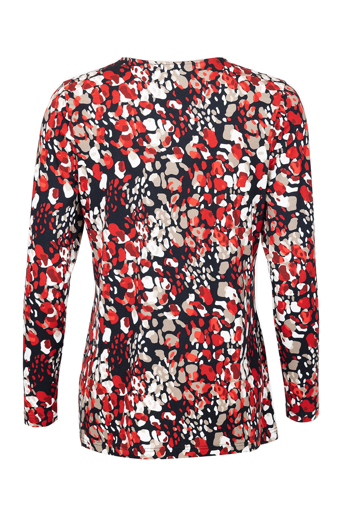 6786/6389 Print L/S O-Neck Top Red/Black