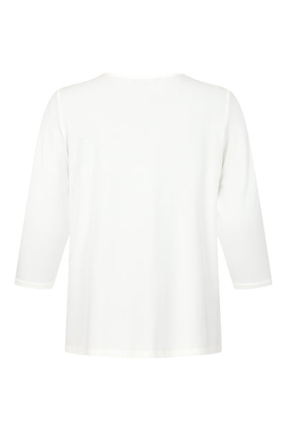 6826/6434 Pearl Neck 3/4 Slve Top Winter White