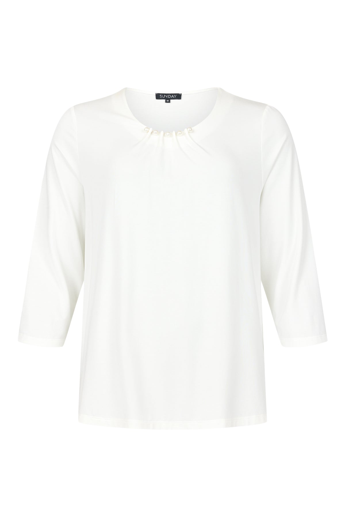 6826/6434 Pearl Neck 3/4 Slve Top Winter White