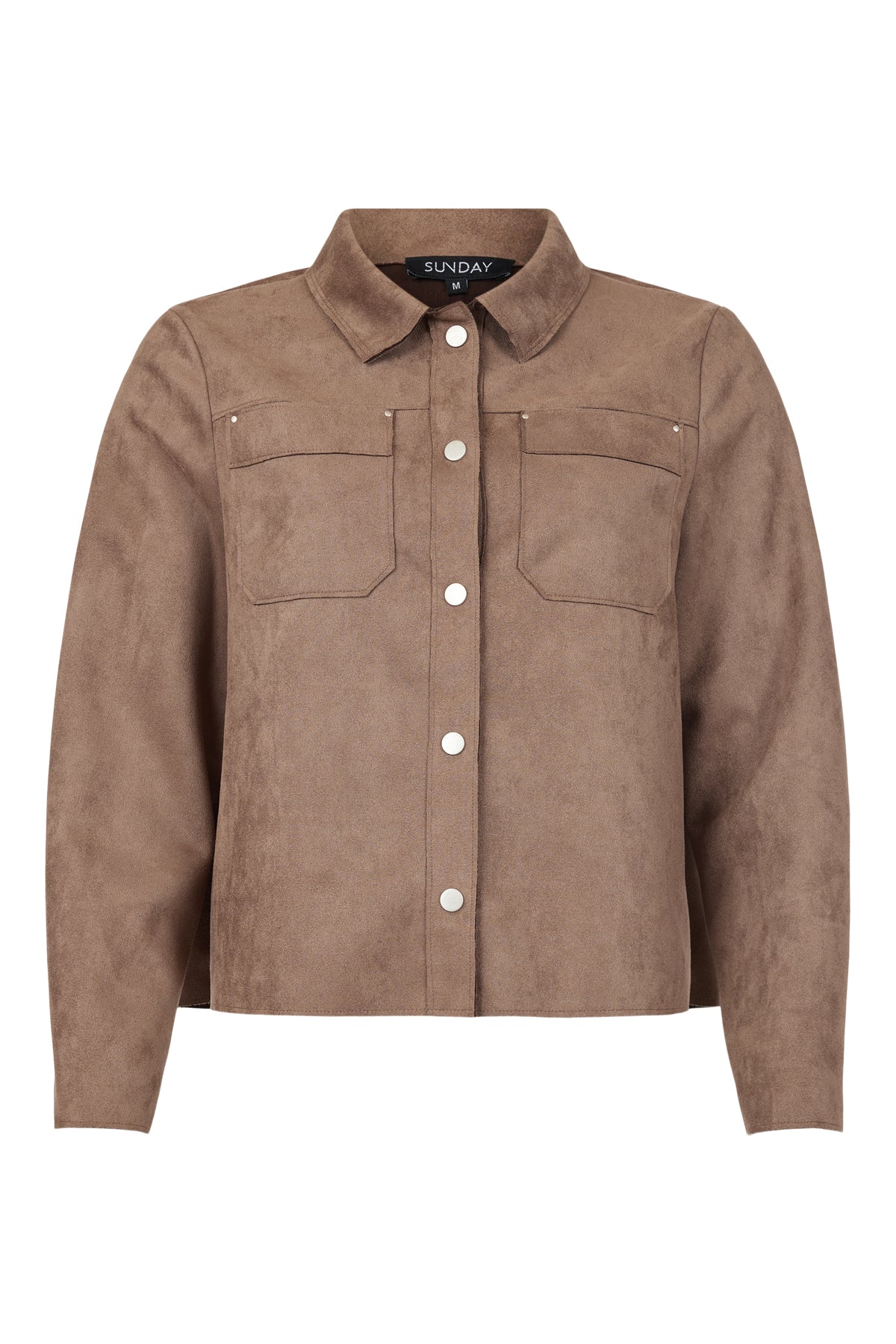 6835/6411 Faux Suede Denim Style Jacket Taupe