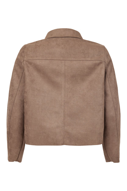 6835/6411 Faux Suede Denim Style Jacket Taupe
