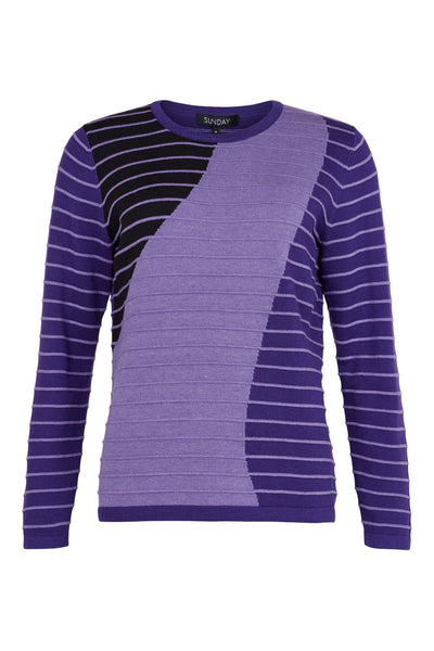 6863/6905 Ribbed Swirl Design O-Neck Jum Purple