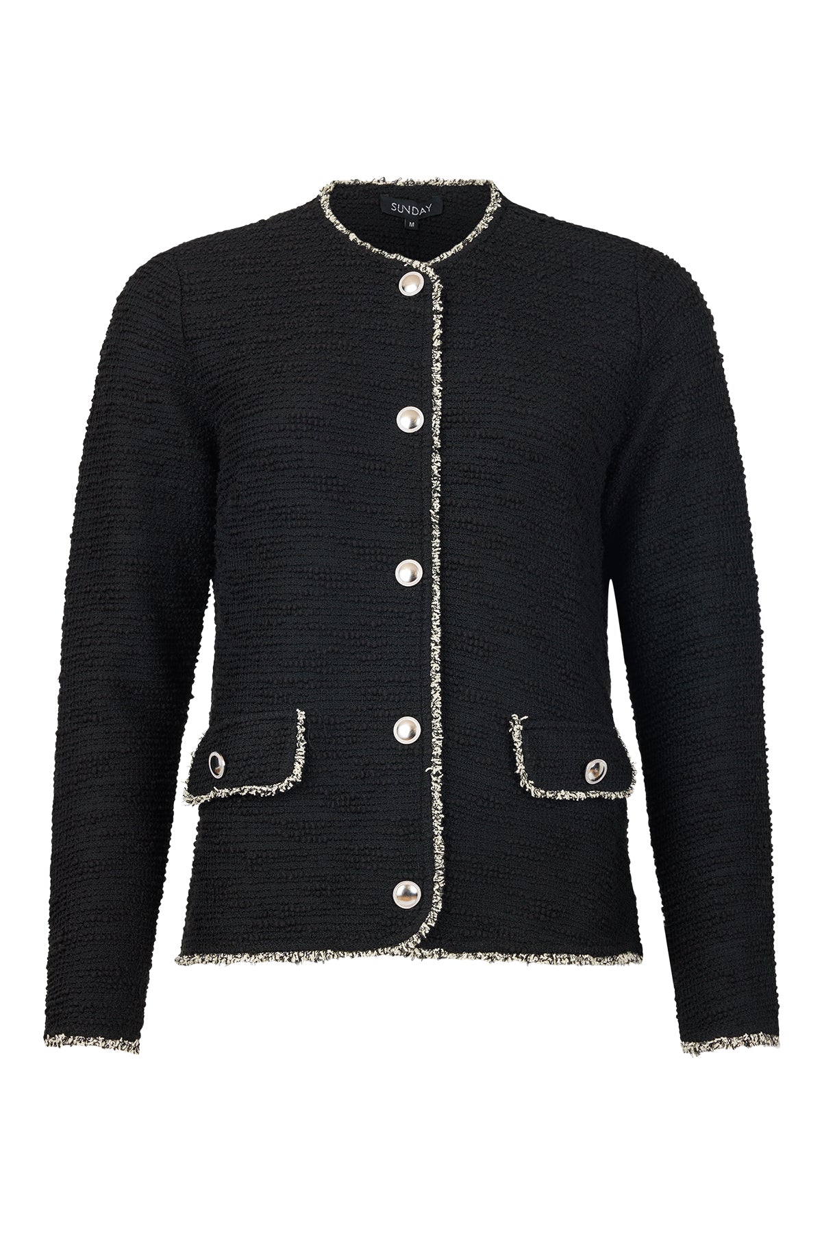 6873/6433 Jacket Style Short Cardigan Black/White