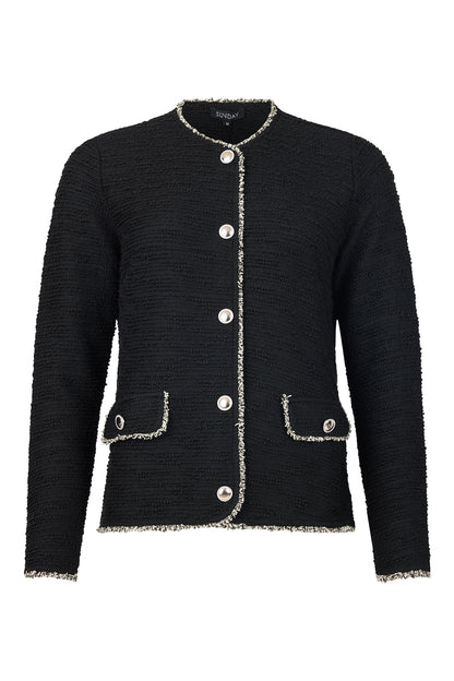 6873/6433 Jacket Style Short Cardigan Black/White