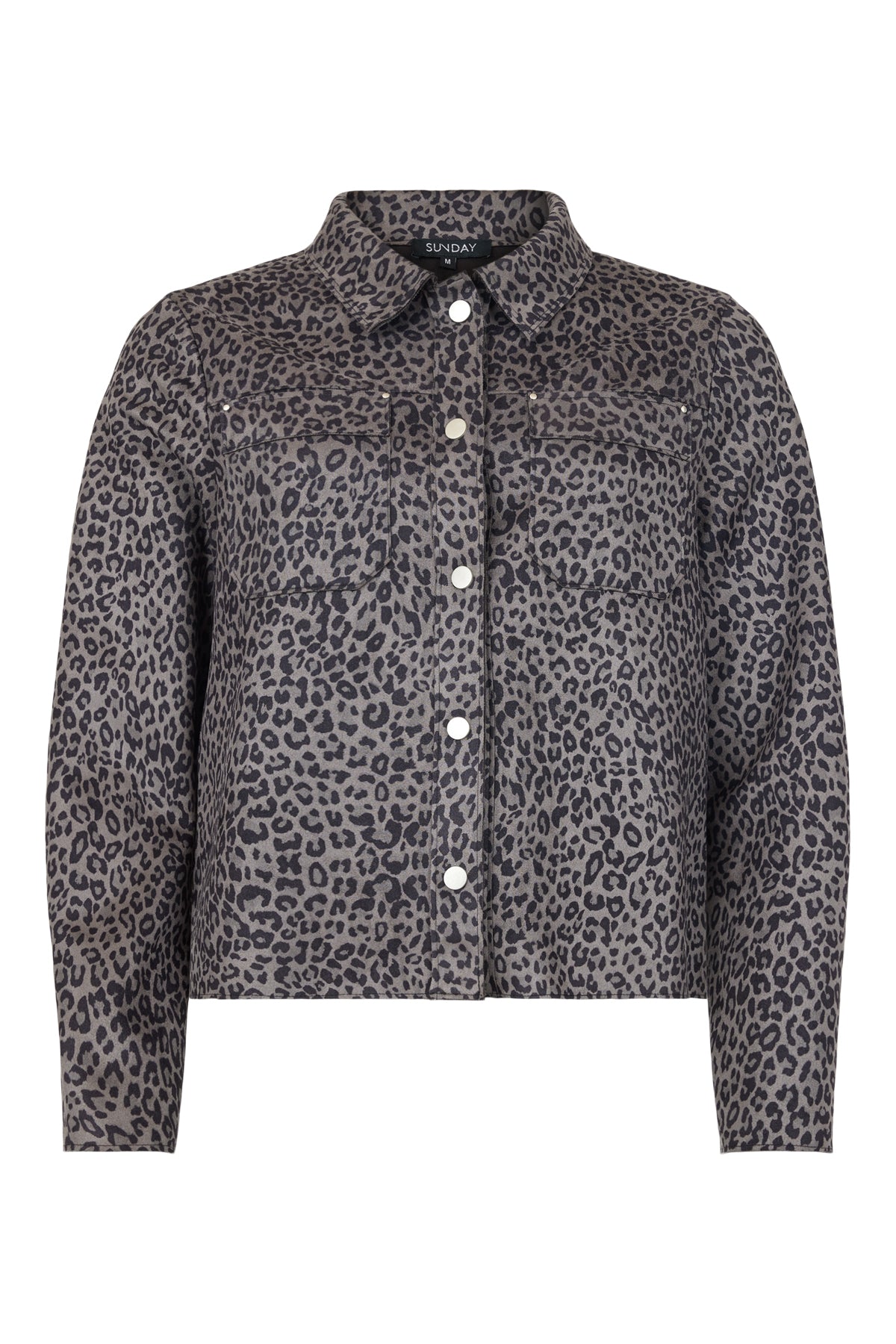 6880/6438 Leopard Print Faux Suede Jacke Grey