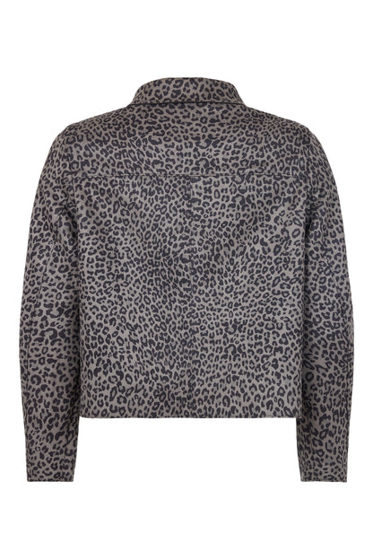 6880/6438 Leopard Print Faux Suede Jacke Grey