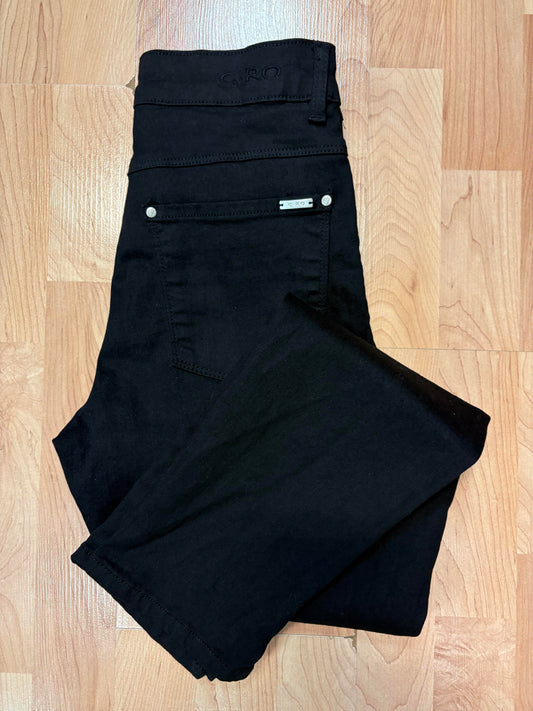 6893 26inch slit bottom straight leg Jeans Black