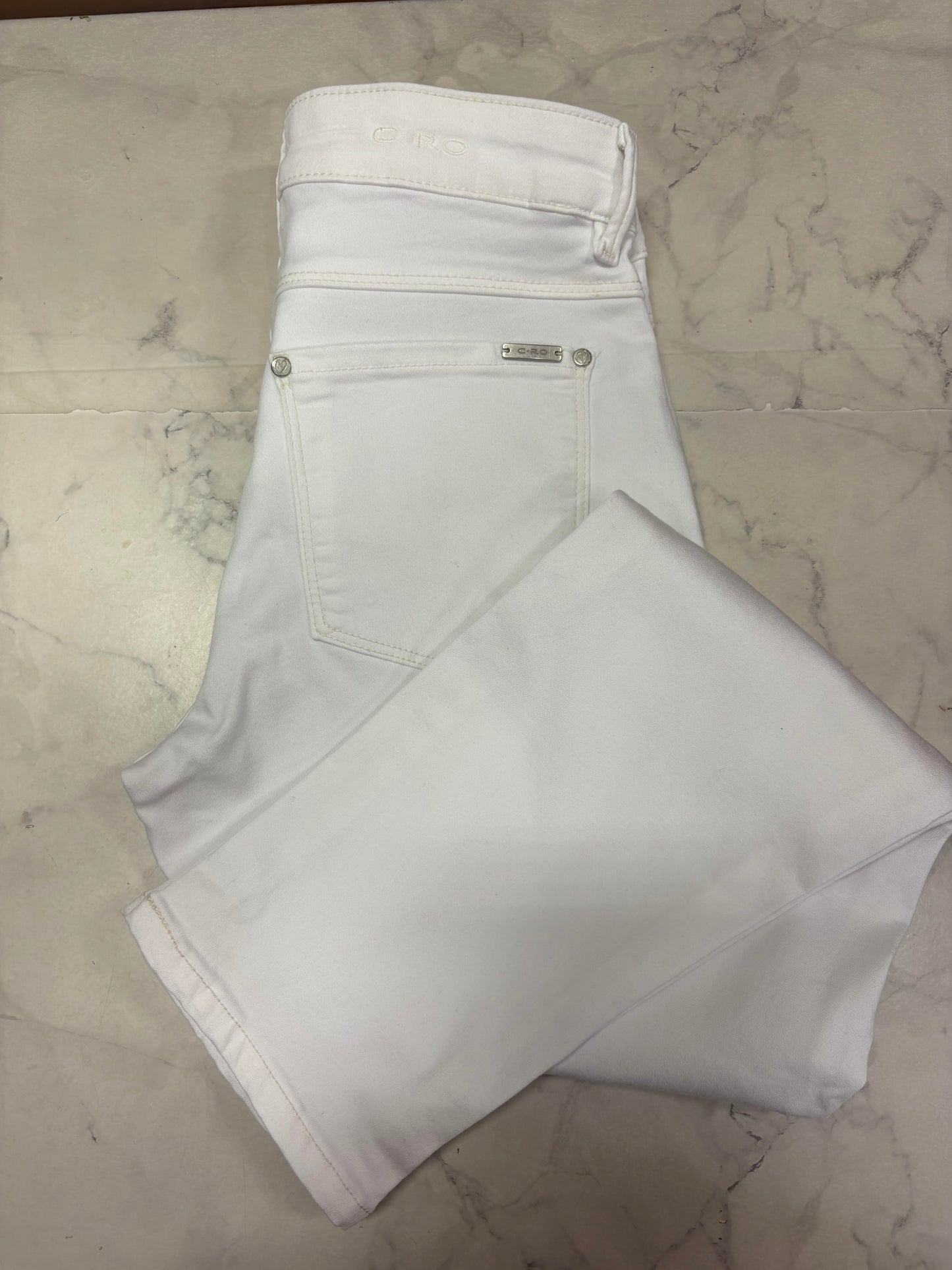 6893 26inch slit bottom straight leg Jeans White