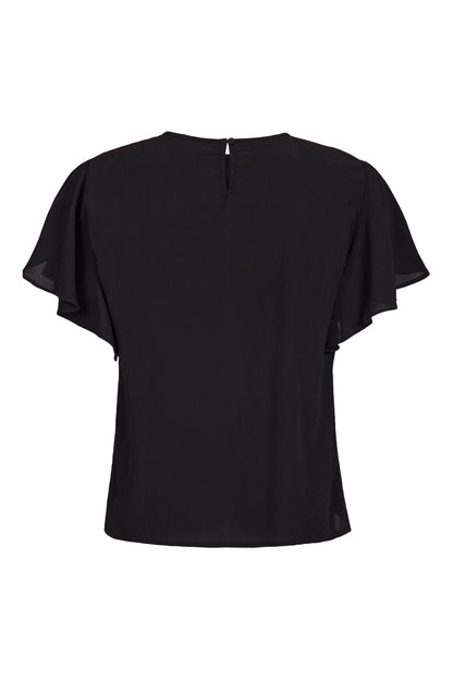 6898/6546 Evening Top Short Frill Sleeve Black