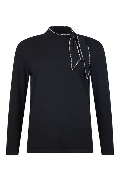 6914/6030 Tie Neck Polo Jumper Red/Black