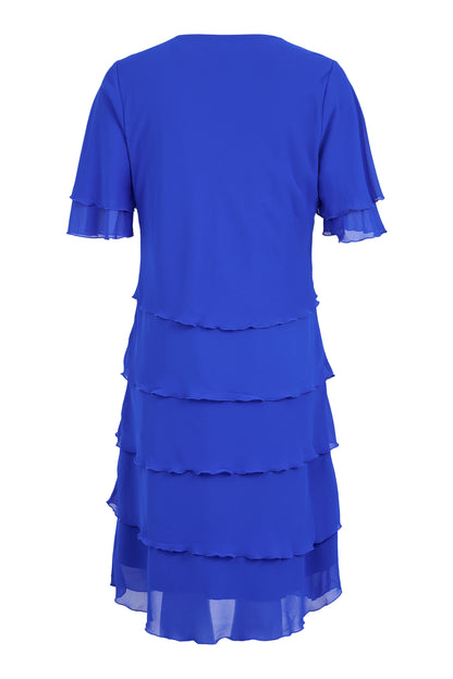 6916 6934 Layered Dress Sh/Sl Royal Blue