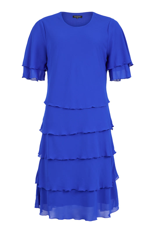 6916 6934 Layered Dress Sh/Sl Royal Blue