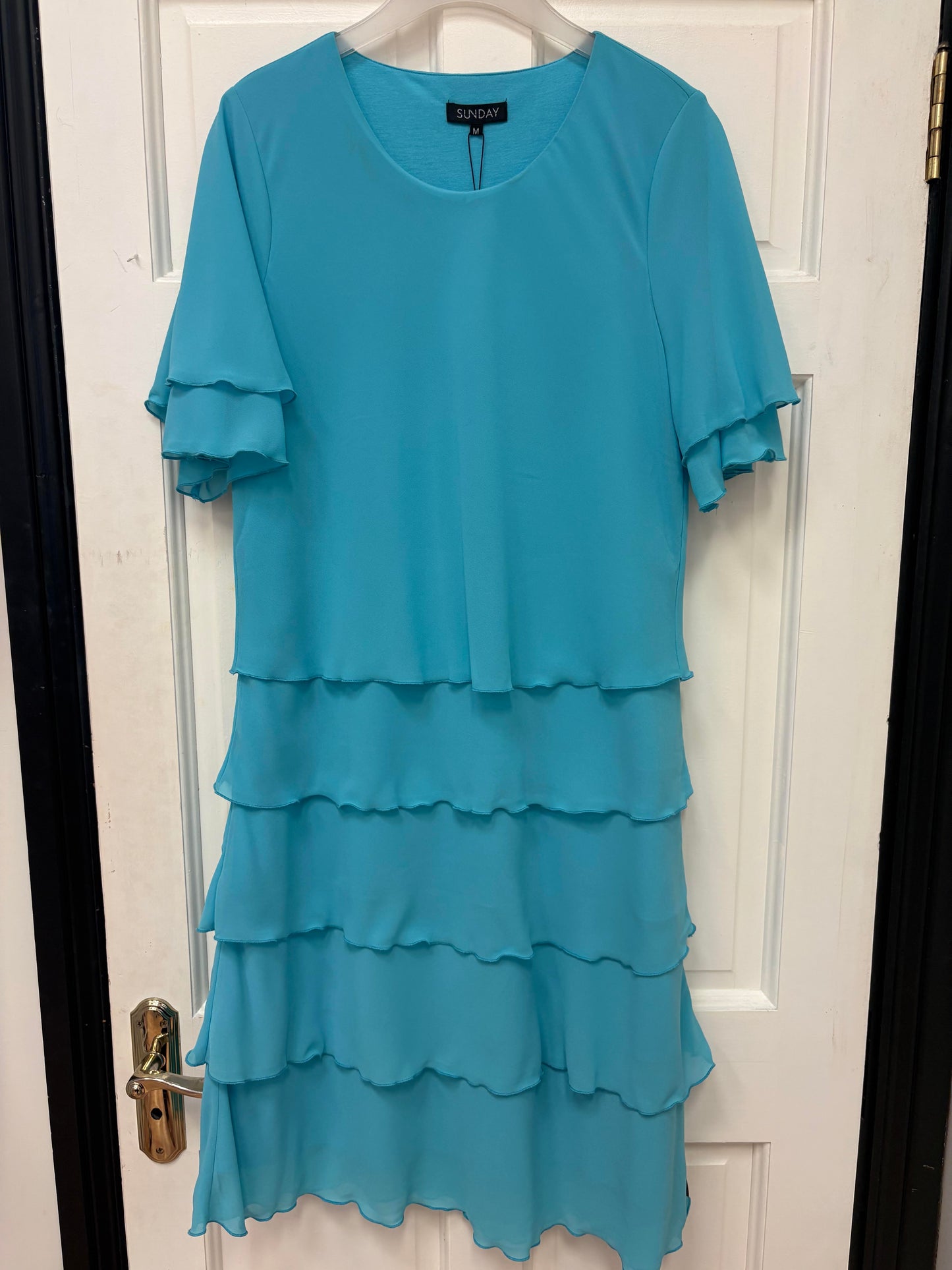 6916 6934 LAYERED DRESS SH/SL Turquoise