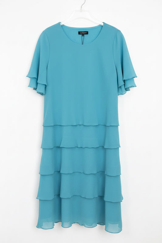 6916 6934 LAYERED DRESS SH/SL Turquoise
