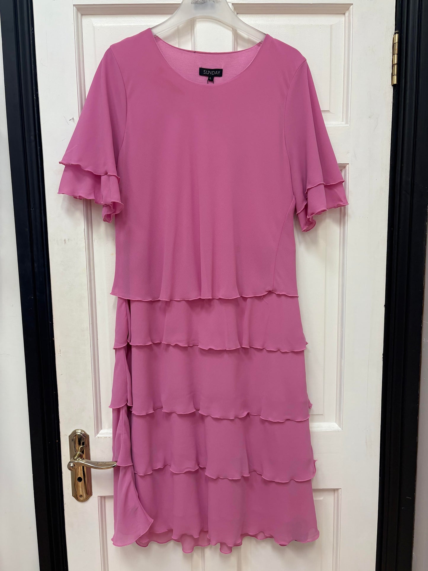 6916 6934 LAYERED DRESS SH/SL Pink