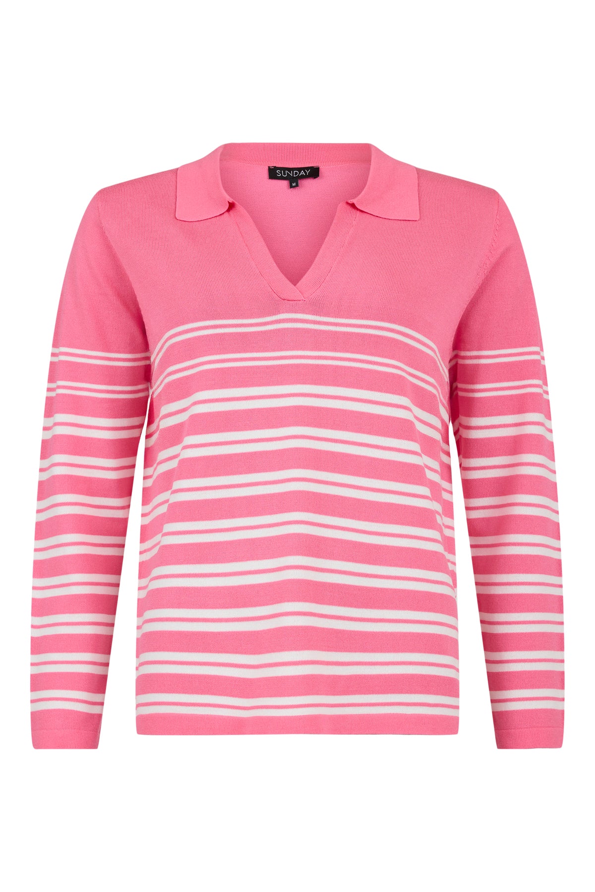 6929/6281 Collar Stripe Jumper Pink/White
