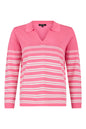 6929/6281 Collar Stripe Jumper Pink/White