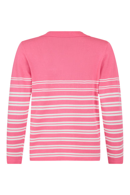 6929/6281 Collar Stripe Jumper Pink/White