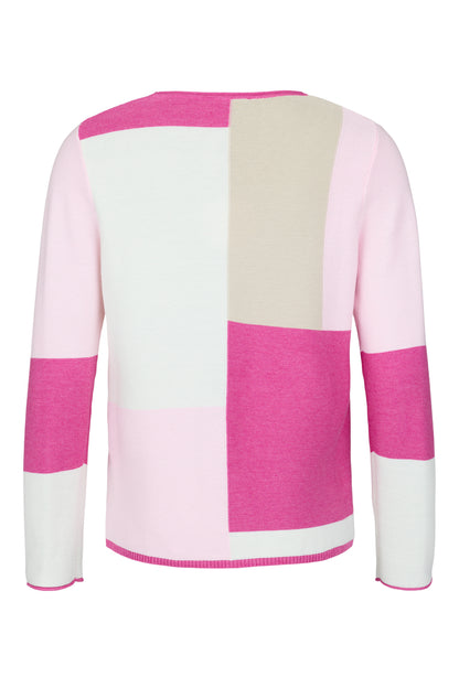 6946/6469 Block Colour Cotton Feel Jumpe Pink