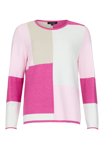 6946/6469 Block Colour Cotton Feel Jumpe Pink