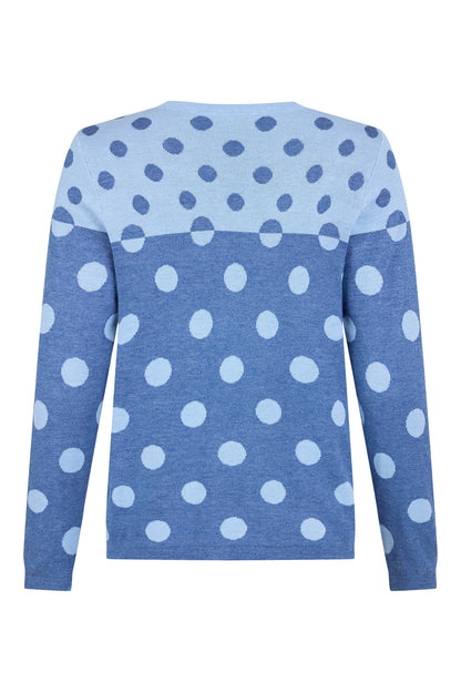 6947/6470 Polka Dot O-Neck Jumper Navy