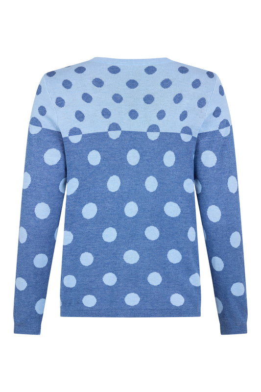 6947/6470 Polka Dot O-Neck Jumper Navy