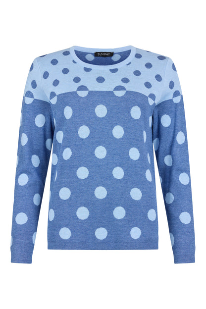 6947/6470 Polka Dot O-Neck Jumper Navy