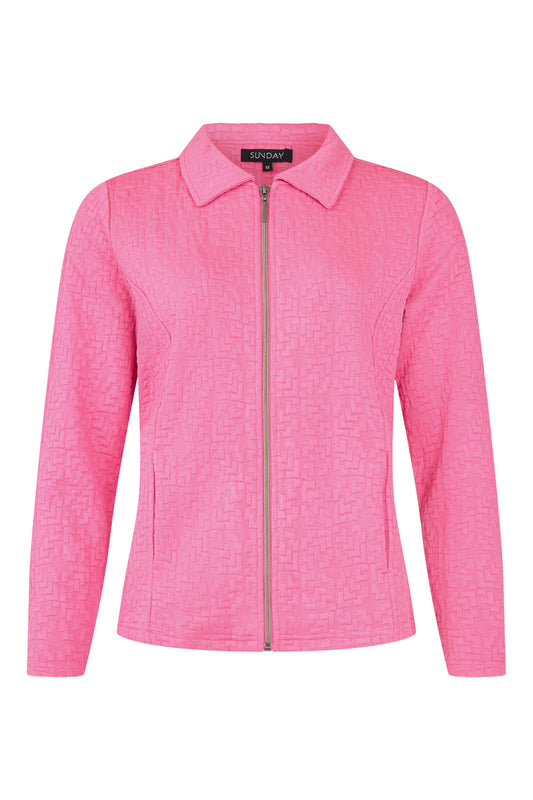 6967/6467 Zip Up Waffle Jacket Fushia