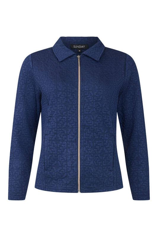 6767-6467 Zip Up Waffle Jacket Navy