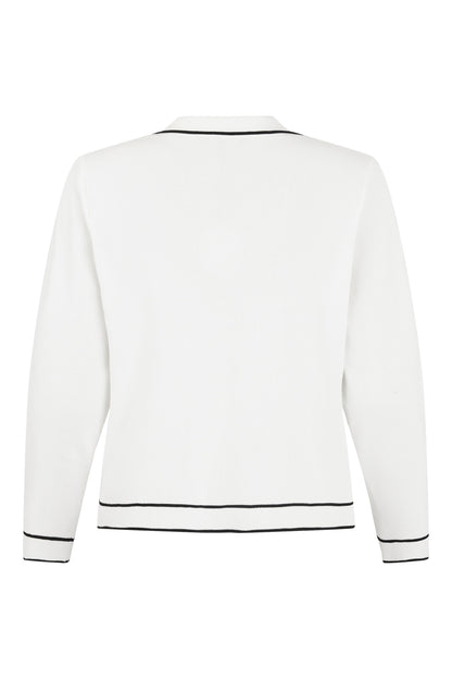 6977/6466 Jacket Style Collar Cardigan Navy/White