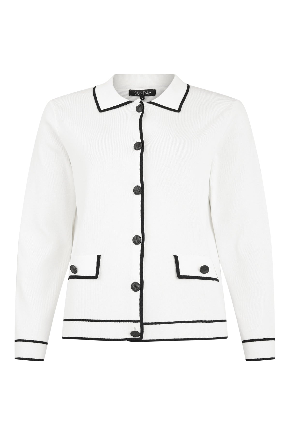 6977/6466 Jacket Style Collar Cardigan Navy/White