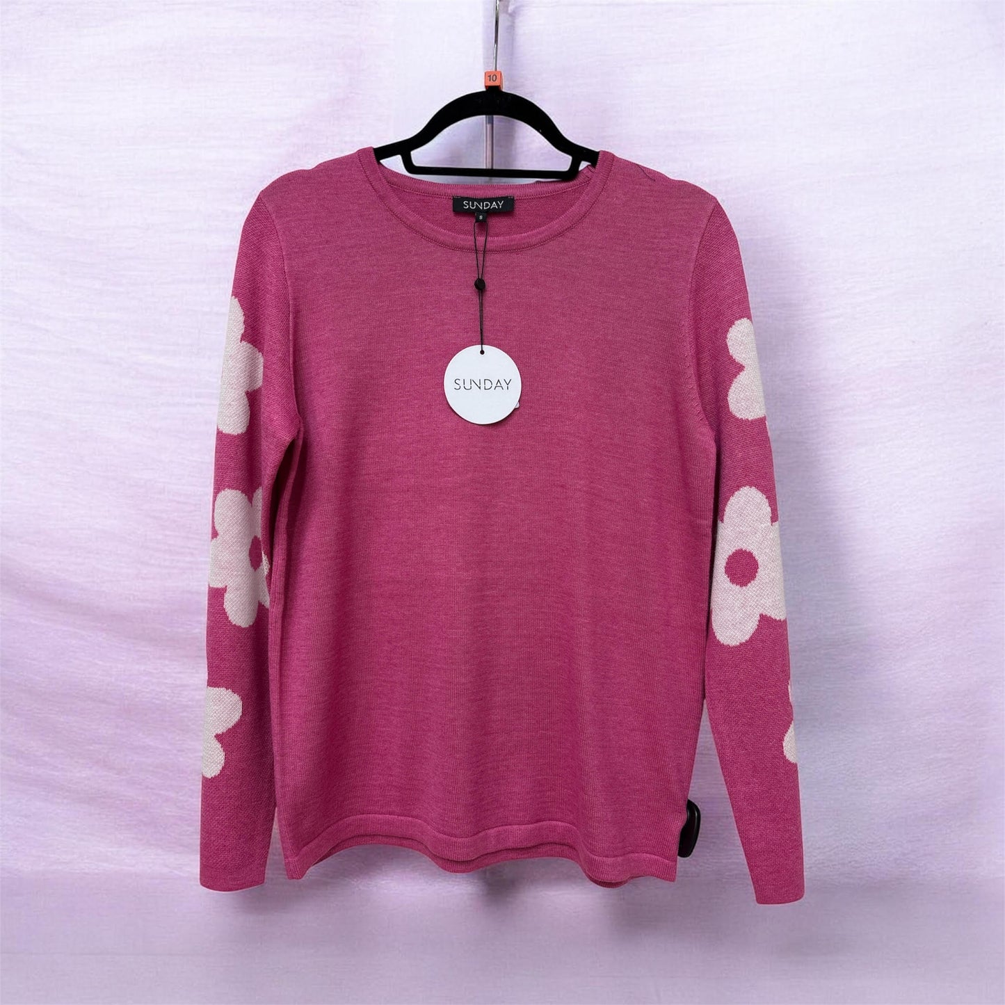 6981/6487 O-Neck Jumper With Flower Slve Pink