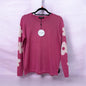 6981/6487 O-Neck Jumper With Flower Slve Pink