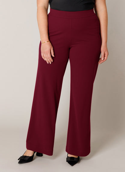 7000092 WIDE LEG PULL UP BASIC TROUSERS PLUS SIZE WINE
