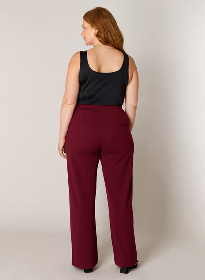 7000092 WIDE LEG PULL UP BASIC TROUSERS PLUS SIZE WINE