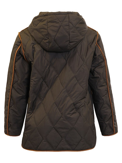 70002 hooded jacket with brown trim Black