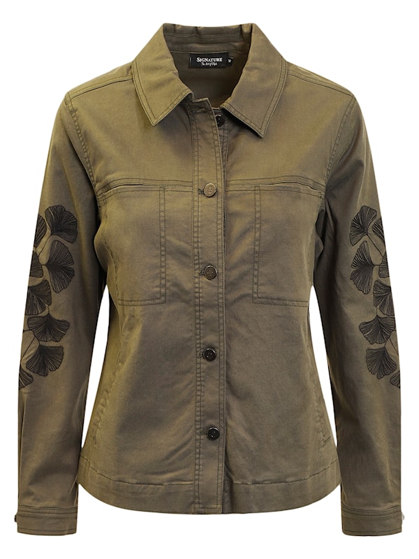 70005 denim style jacket with leaf sleeve Khaki