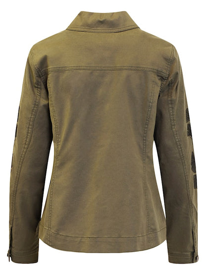 70005 denim style jacket with leaf sleeve Khaki