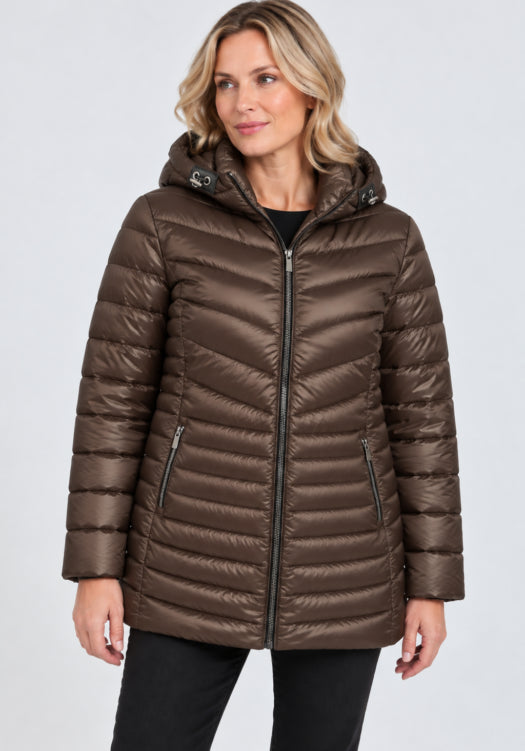 70012 zip up quilted ciso jacket Brown