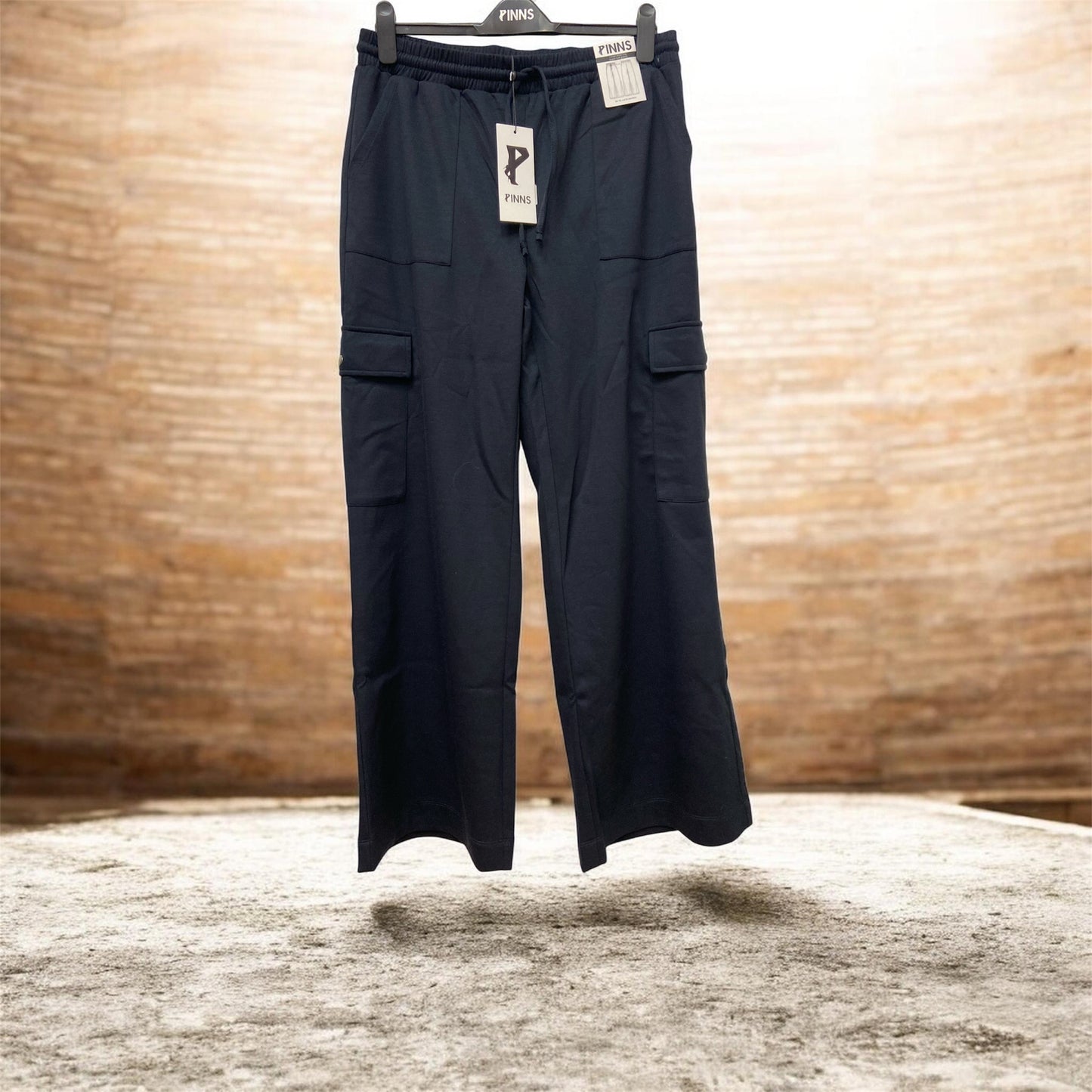 728T Wide Leg Combat Jersey Trousers Navy
