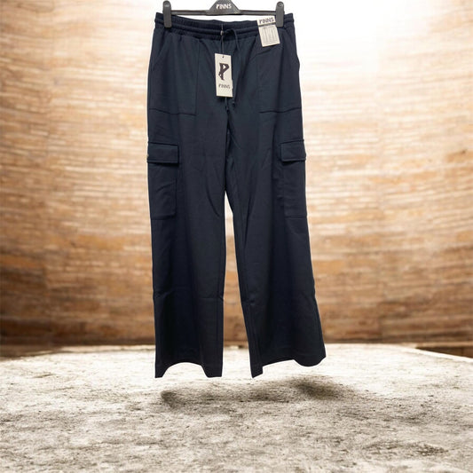 728T Wide Leg Combat Jersey Trousers Navy