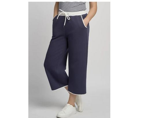 748C Wide Leg Culotte With Trim Navy/White
