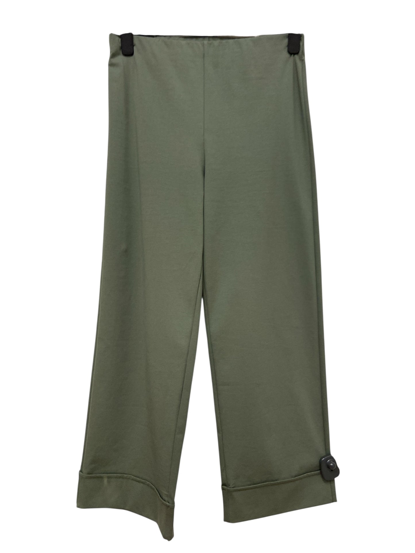 7885 Wide Leg Pull Up Trs With Turn Up Khaki