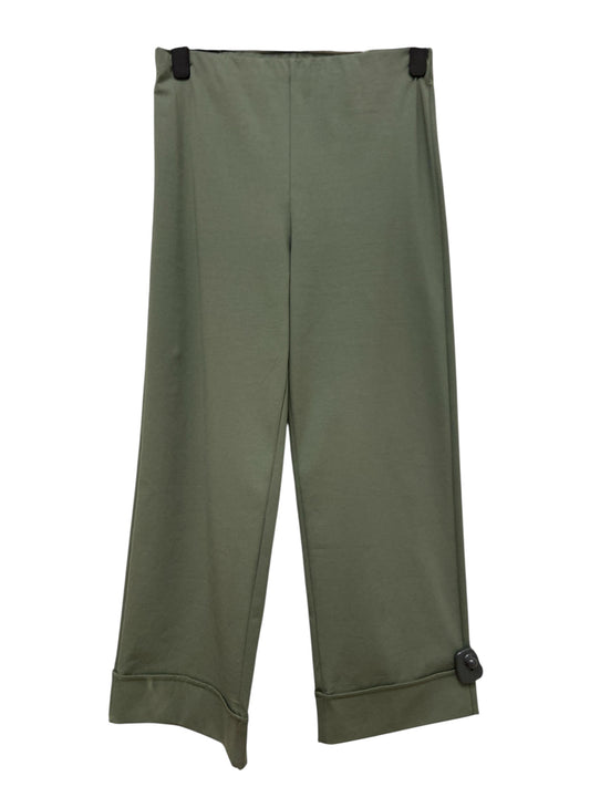 7885 Wide Leg Pull Up Trs With Turn Up Khaki