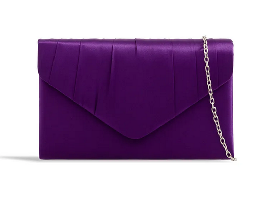 Satin Small Dressy Clutch Bag Dark Purple