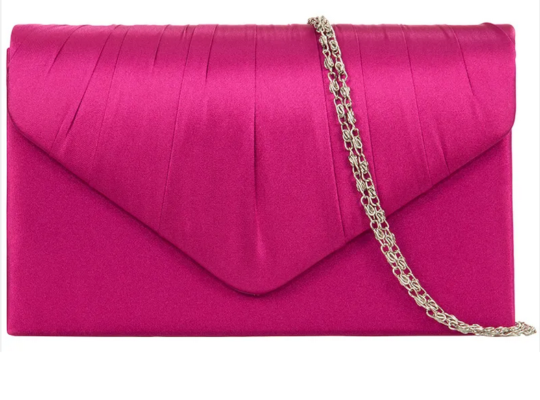 Satin Small Dressy Clutch Bag Fuchia
